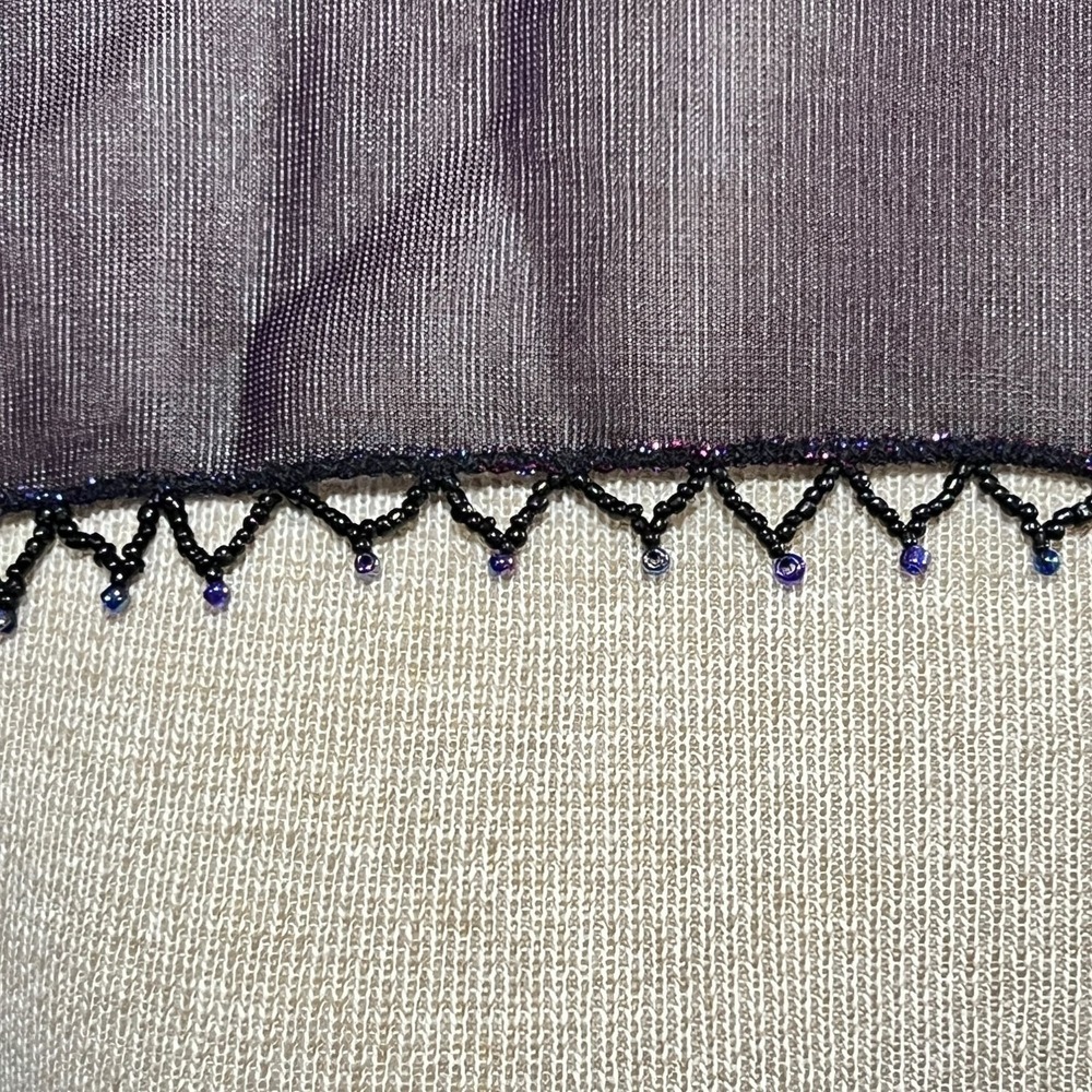 Chicos Purple Metallic Beaded Trim Shawl Wrap 14 x 64" Iridescent Pink and Blue - Picture 7 of 8